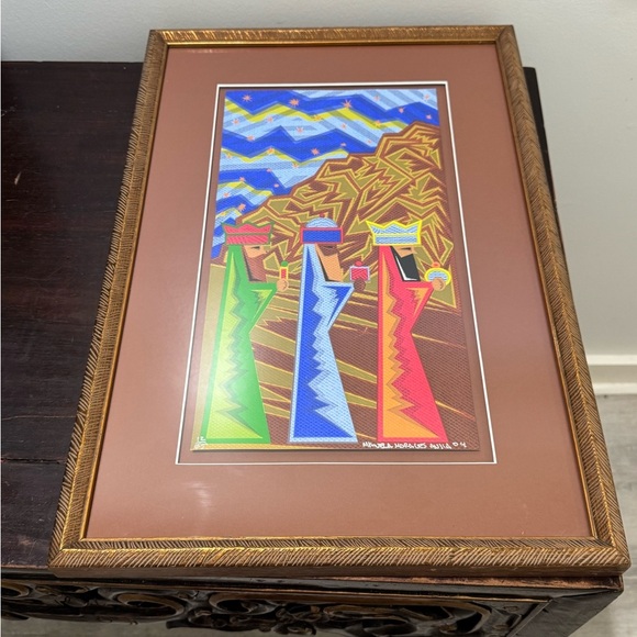 Three Wise Men Signed Painting - Picture 3 of 10